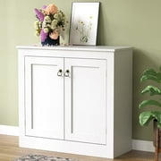 Cozy Castle Storage Cabinet,, Accent Cabinet with Doors and Shelves, Sideboard for Kitchen, Entryway or Hallway, Free Standing Buffet Cabinet with Storage, White