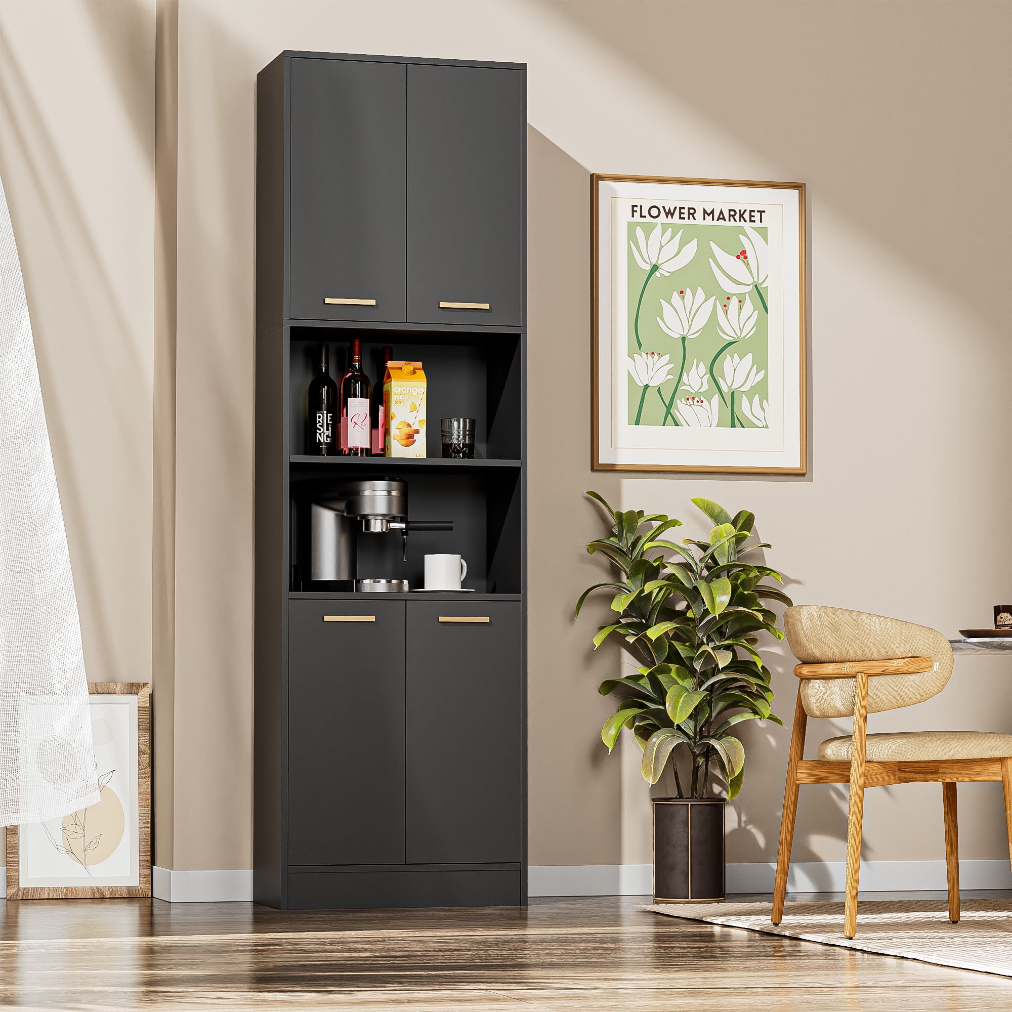 Cozy Castle Wood Pantry Cabinet, Storage Cabinet for Kitchen, Living ...