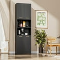 thumbnail image 1 of Cozy Castle Wood Pantry Cabinet, Storage Cabinet for Kitchen, Living Room or Bathroom, 75" Freestanding Kitchen Storage Cabinet with Doors and Adjustable Shelves, Black, 1 of 8
