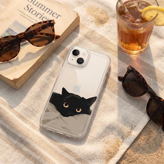 Cozy Cat Aesthetic Phone Case, Clear Lightweight Protective Cover