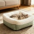 thumbnail image 1 of Cozy Cat Bed with Bolster Warm Plush Pet Cushion for Small Dogs Indoor Outdoor Comfortable Sleeping Pod(Green), 1 of 6