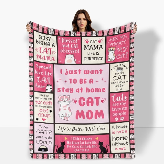 Cozy Cat Lover Fleece Blanket For Sofa Bed Travel Camping Polyester Gift For Family Friends Shipped From USA Soft Warm Comfortable Flannel Throw