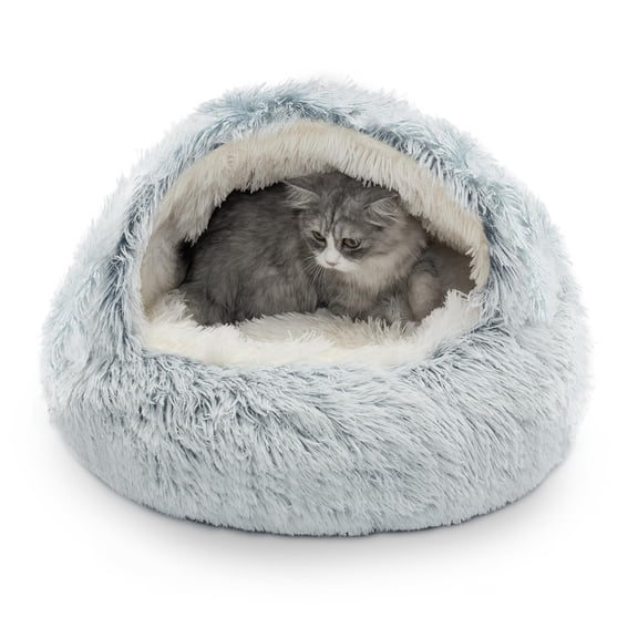 Cozy Cat Pod - Plush Hooded Bed Cave  Self Warming Removable Washable With Non-slip Bottom