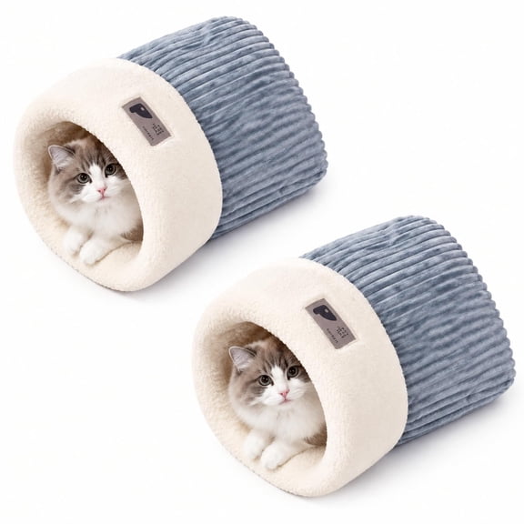 Cozy Cat Sleeping Bag Bed for Indoor Cats, Warm Winter Plush Cave Sack blue, Soft Fluffy Self-Warming Hideaway Nest, Anti-Slip Bottom Pet Sleep Sack, Machine Washable, for Small & Large Cats, Cozy