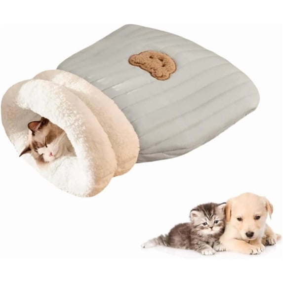 Cozy Cat Sleeping Bag Bed for Indoor Cats Warm Winter Plush Cave Sack ...