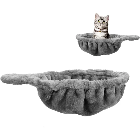 Cozy Cat Tree Hammock for Large Cats With Deep Basket - Add On Attachment Design for Cat Tower, Replacement Extra Large (12.4") (Grey)