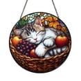 Cozy Cat and Fruit Stained Glass Style Suncatcher – Decorative Window ...