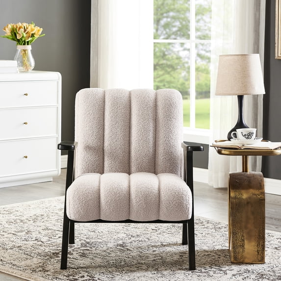 Cozy Chair With Wood Frame Accent - & Fabric For Comfort