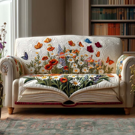 Cozy Chapters Quilted Sofa Cover ,Soft Furniture Protector, Sofa Slipcover for Living Room, Cozy Couch Protector, Farmhouse Home Decor