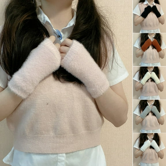 Cozy Chic Fingerless Gloves, Women's Fuzzy Gloves