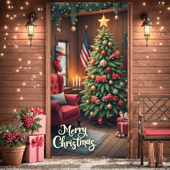 Cozy Christmas Decoration Merry Christmas Holiday Tree Banner for Christmas Party Indoor Celebration Festive Decor