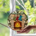 thumbnail image 1 of Cozy Christmas Fireplace Glass Suncatcher, Warm Holiday Hearth Art, Festive Winter, 7.9 in, 1 of 3