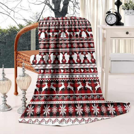 Cozy Christmas Gift Idea Flannel Throw Blanket, 50x60 Inch Plush Holiday Blanket for Family - Festive Santa Themed Decor for Sofa and Gift Giving