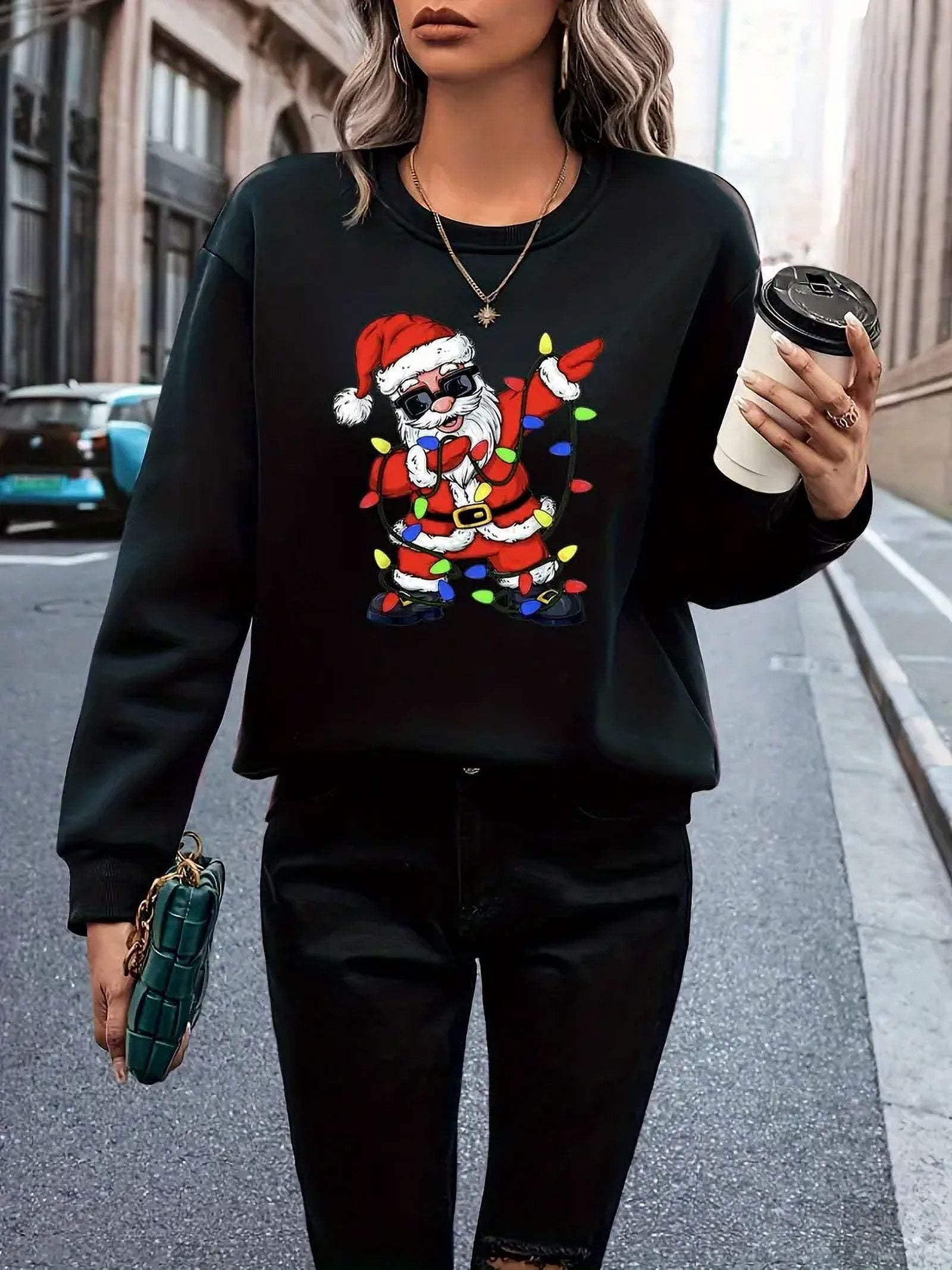 Christmas Santa Baby Print Pullover Sweatshirt