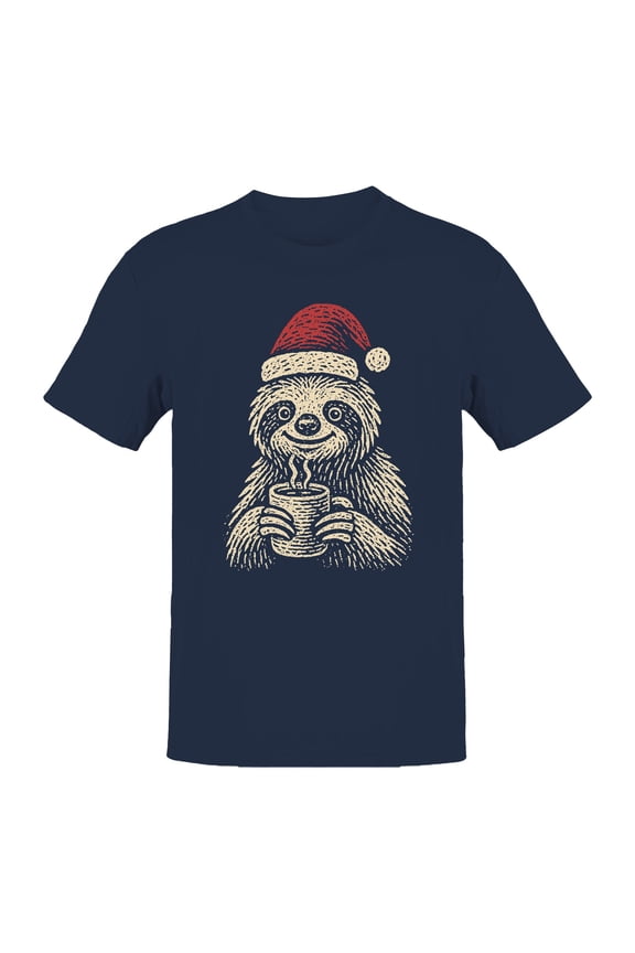 Cozy Christmas Sloth with Cocoa Men's T-shirt