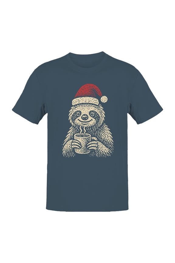 Cozy Christmas Sloth with Cocoa Men's T-shirt