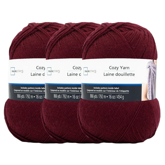 Cozy Claret Medium Acrylic Red Yarn 3 Pack