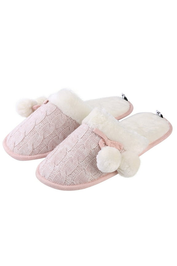 Cozy Classic Knit Plush Bedroom Women Slipper