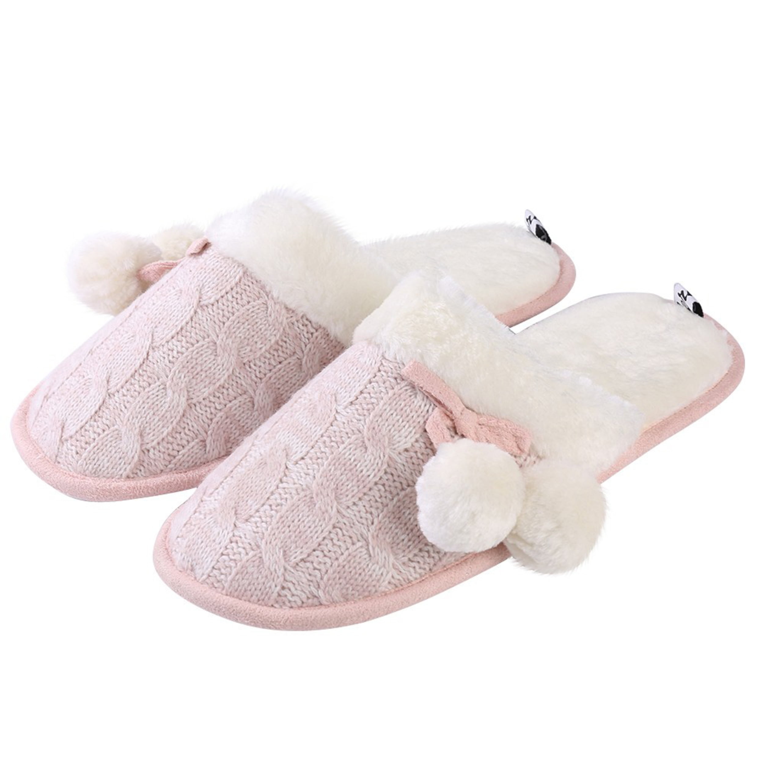 Cozy Classic Knit Plush Bedroom Women Slipper