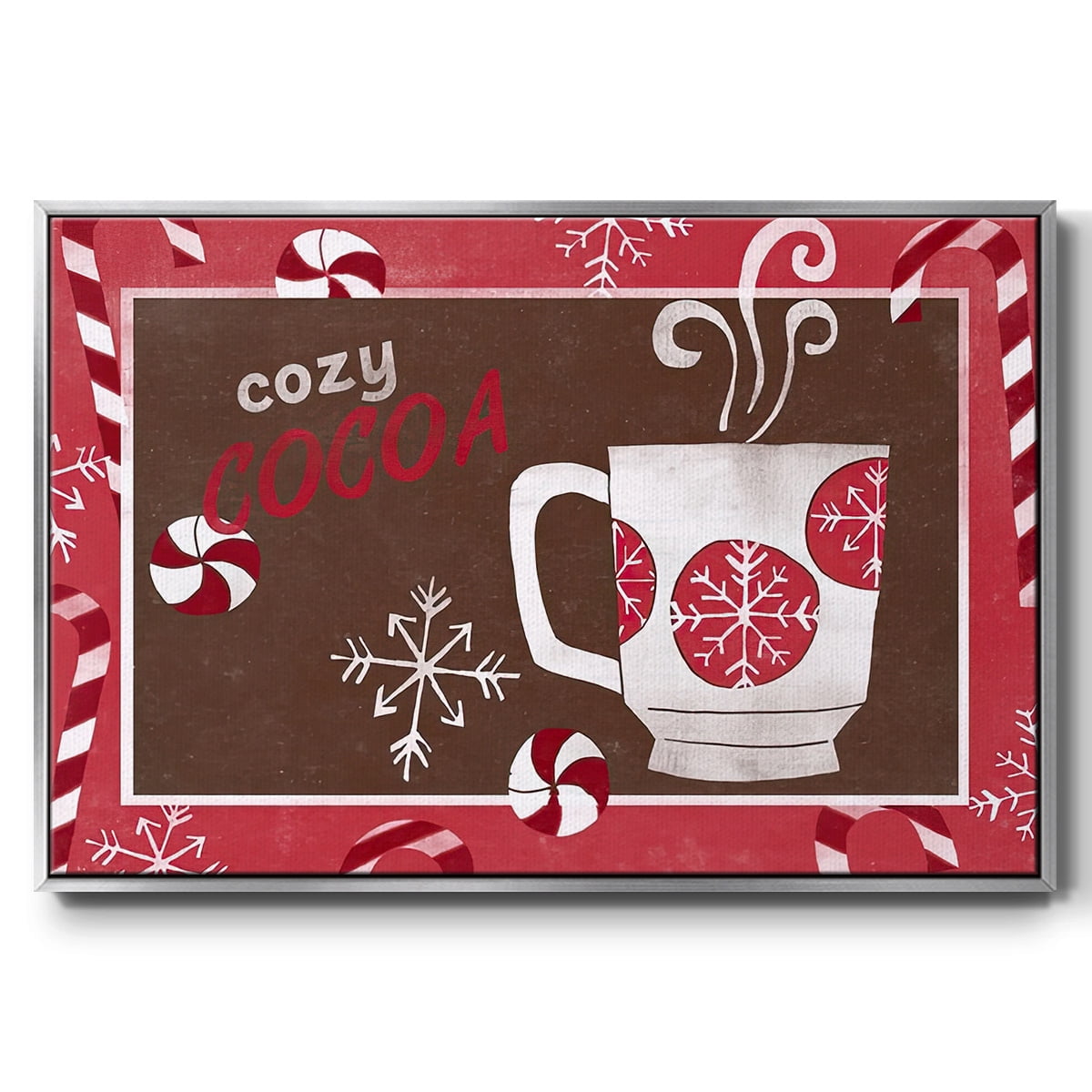 Cozy Cocoa Christmas Collection A - Framed Gallery Wrapped Holiday Canvas - 17 x 25 - Silver Frame