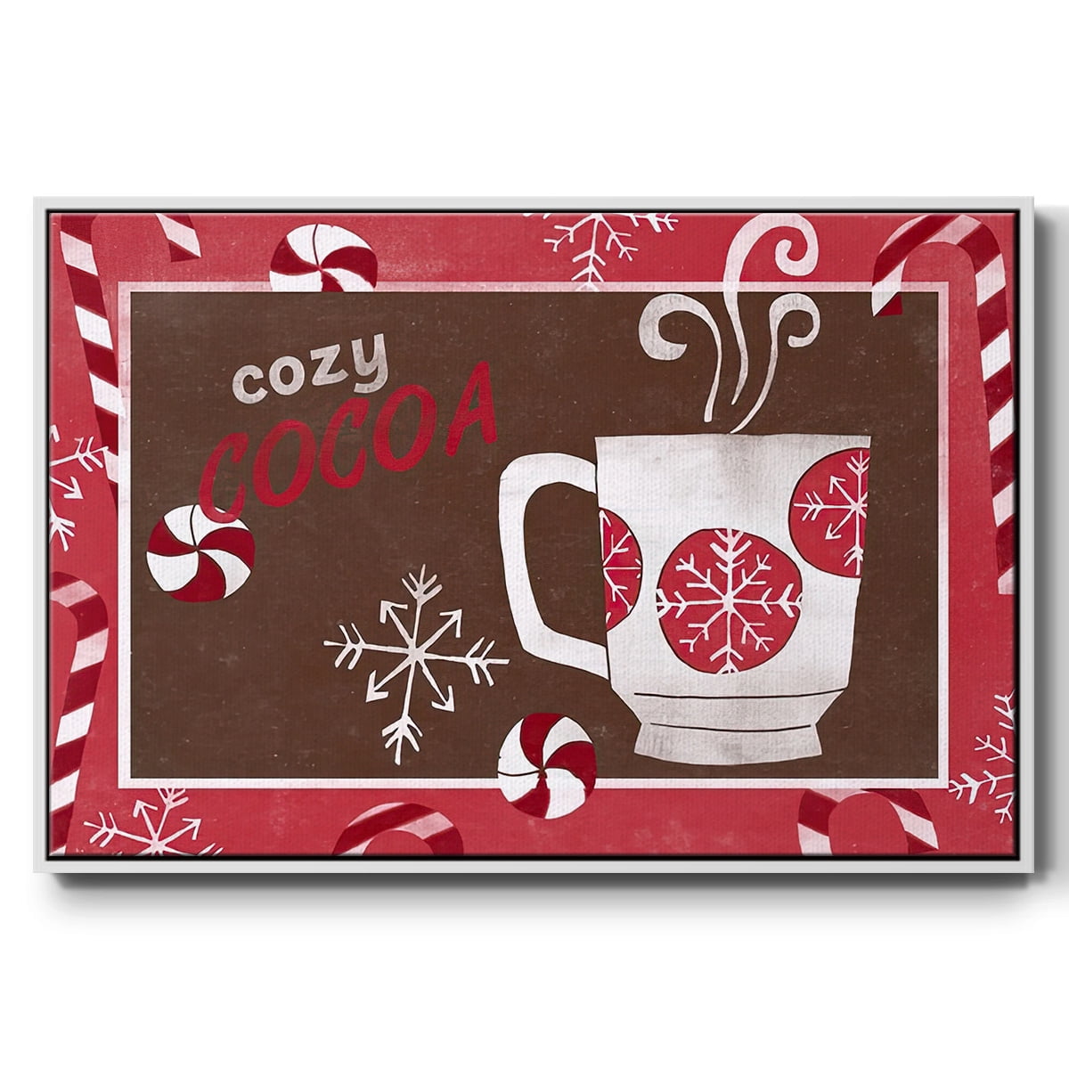 Cozy Cocoa Christmas Collection A - Framed Gallery Wrapped Holiday Canvas - 25 x 37 - White Frame