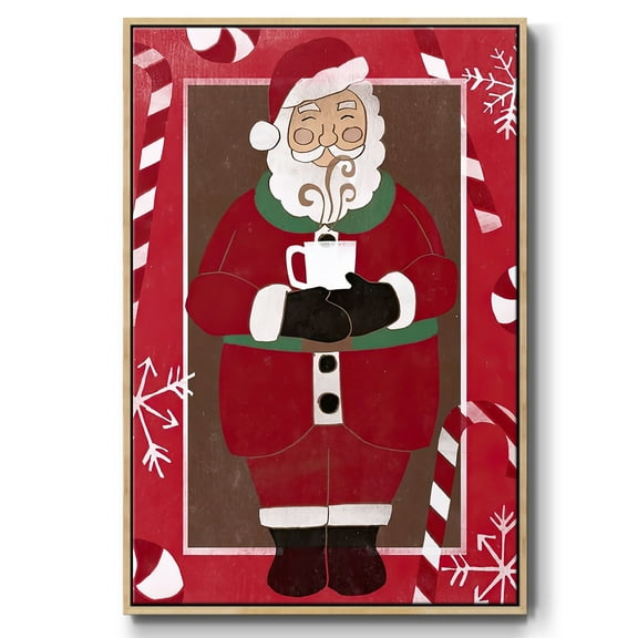 Cozy Cocoa Christmas Collection B - Framed Gallery Wrapped Holiday Canvas - 17 x 25 - Natural Wood Frame