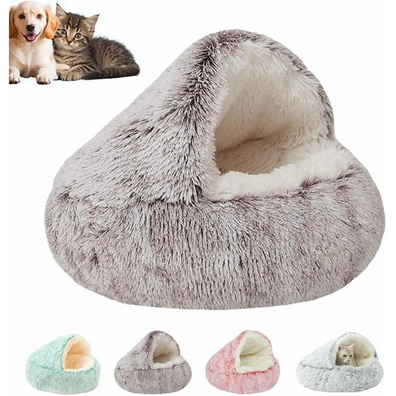 Cozy Cocoon Dog Bed, Washable Soft Cat Nest Bed, 16"/20“/24” Nest for Pet with Cover Cave