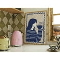 thumbnail image 1 of Cozy Coffee Lover Wall Art - Girl Holding Coffee Cup In Floral Sweater, Blue And Beige Aesthetic Poster For Home Or Cafe Decor Wall Art, Modern Wall Decor, 8x12 UNFRAMED, 1 of 2