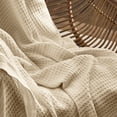 thumbnail image 1 of Cozy Comfort 100% Cotton Blankets Queen Beige - Waffle Weave Blankets for All Seasons, 90x90 inches, 1 of 6