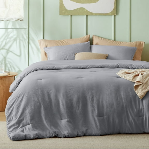 U by Bedsure 2 Pieces Twin Comforter Bedding Set, Grey Comforter Set for All Seasons, 1 Lightweight Prewashed Comforter and 1 Pillowcases,Twin,Grey
