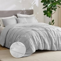Cozy Comfort Twin Comforter Set with Sheet - 3 Pieces Soft Pinch Pleat Gray Bedding Set for All Season