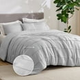 thumbnail image 1 of Twin Comforter Set, 3 Pieces Soft Pinch Pleat Gray Bedding Set for All Season, 1 of 5