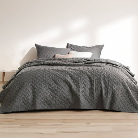 Cozy Comfort 3-Piece Grey Quilt Bedding Sets, King
