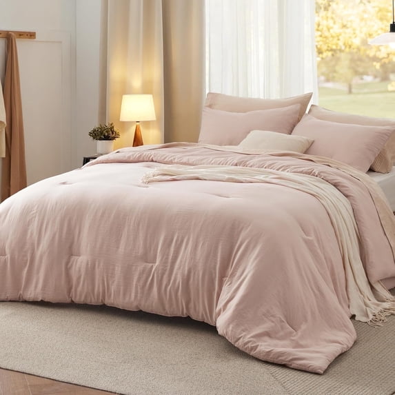 U by Bedsure 3 Pieces King Comforter Bedding Set, Pink Comforter Set for All Seasons, 1 Lightweight Prewashed Comforter and 2 Pillowcases,King,Rose Dust