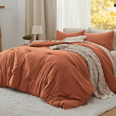 Cozy Comfort 3 Pieces Queen Comforter Bedding Set, Red Comforter Set for All Seasons, 1 Lightweight Prewashed Comforter and 2 Pillowcases,Queen,Spice Route