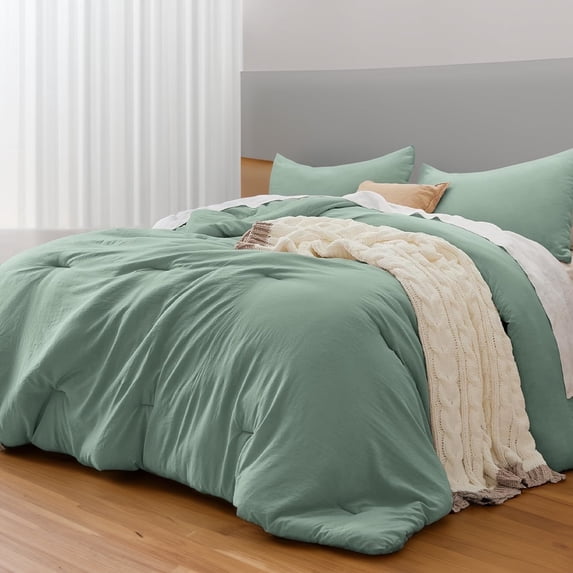 U by Bedsure 3 Pieces Full Comforter Bedding Sets, Sage Green Comforter Set for All Seasons, 1 Lightweight Prewashed Comforter and 2 Pillowcases, Full, Sage Green