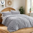 thumbnail image 1 of 3 Pieces Comforter Sets, 1 Soft Reversible Botanical Flowers Comforter and 2 Pillow Shams, Frost Gray, Twin Size, 1 of 8