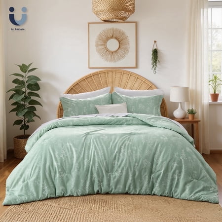 3 Pieces Sage Green Floral Comforter Sets, 1 Soft Reversible Botanical Flowers Comforter and 2 Pillow Shams, Full Size Bedding Set price history and forecast - U by Bedsure