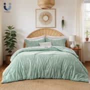 3 Pieces Sage Green Twin Floral Comforter Sets, Botanical Flowers Reversible Bedding Sets