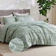thumbnail image 1 of King Comforter Set, 4 Pieces Soft Pinch Pleat Sage Green Bedding Set for All Season, 1 of 6