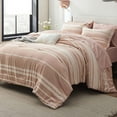 thumbnail image 1 of U by Bedsure Bed in a Bag King Size 7 Pieces, Dusty Pink White Striped Bedding Comforter Sets All Season Bed Set, 2 Pillow Shams, Flat Sheet, Fitted Sheet and 2 Pillowcases, 1 of 6