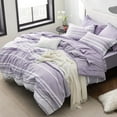 thumbnail image 1 of U by Bedsure Bed in a Bag King Size 7 Pieces, Purple White Striped Bedding Comforter Sets All Season Bed Set, 2 Pillow Shams, Flat Sheet, Fitted Sheet and 2 Pillowcases, 1 of 7