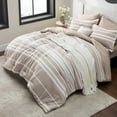 thumbnail image 1 of U by Bedsure Bed in a Bag Queen Size 7 Pieces, Light Camel White Striped Bedding Comforter Sets All Season Bed Set Khaki, 2 Pillow Shams, Flat Sheet, Fitted Sheet and 2 Pillowcases, 1 of 8