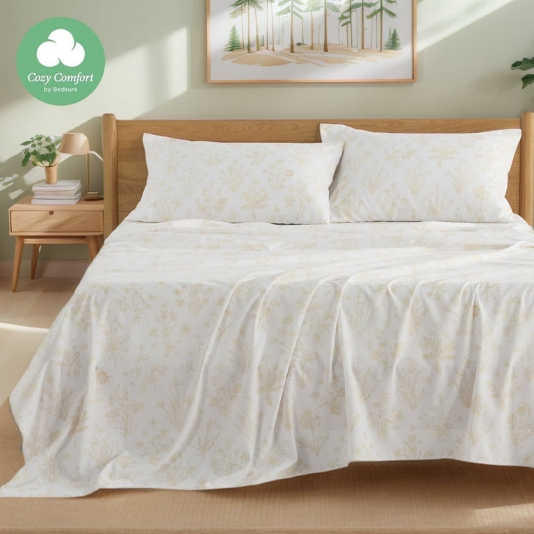 U by Bedsure Printed Sheet Set Queen Size Piece, Soft Botanical