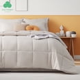 thumbnail image 1 of Beige Full Size Comforter Set - 7 Pieces Solid Full Bed in a Bag, Full Bed Set Beige with Quilted Warm Fluffy Comforters, Sheets, Pillowcases & Shams, 1 of 6