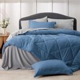 thumbnail image 1 of U by Bedsure Blue Queen Comforter Set - 7 Pieces Reversible Blue Bed in a Bag with Comforters, Sheets, Pillowcases & Shams, Queen Blue Bed Set, 1 of 13