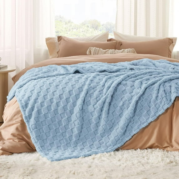 Cozy Comfort Blue Fleece Blanket for Couch - Super Soft Cozy King Blankets for Women,Girls, 108x90 Inches
