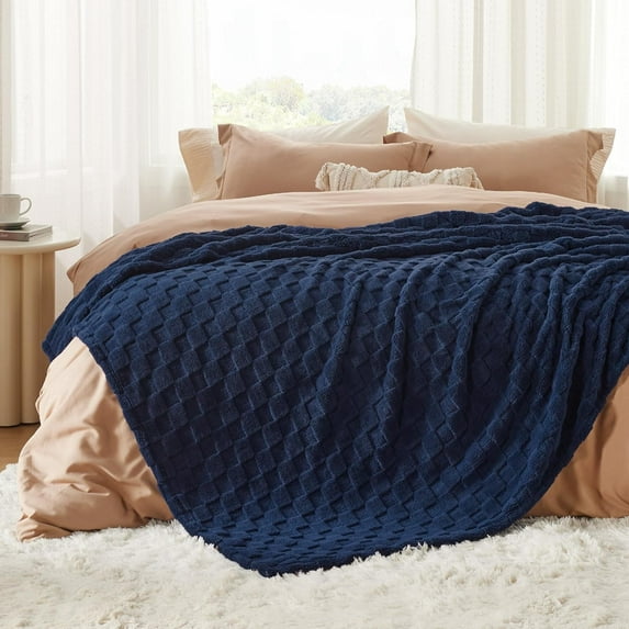 Cozy Comfort Blue Fleece Blanket for Couch - Super Soft Cozy King Blankets for Women,Girls, 108x90 Inches