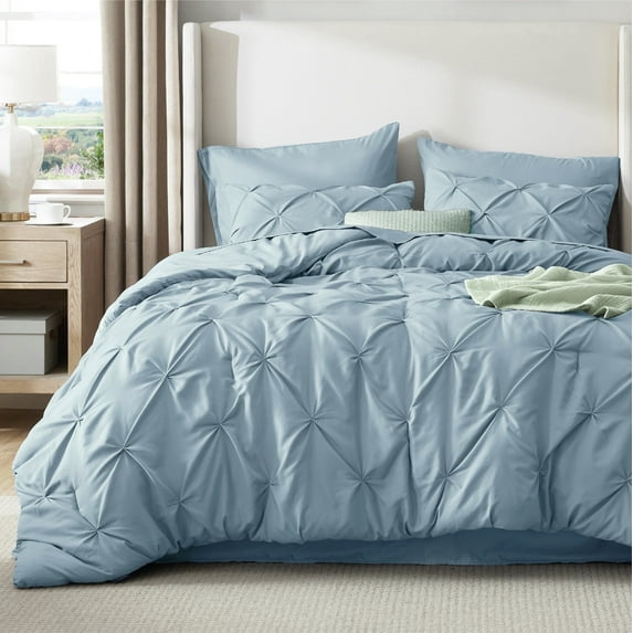 Cozy Comfort Light Blue Queen Comforter Set - 7 Pieces Bedding Set with Comforters, Sheets, Pillowcases & Shams