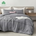 thumbnail image 1 of Cozy Comfort California King Comforter Set with Sheet - 4 Pieces Soft Grey Bedding Sets, Grid Pinch Pleat, All Season Lightweight Fluffy Bed Set with Solid Boho Comforter, Pillowcases & Sheet, 1 of 6